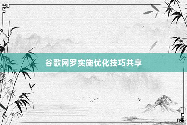 谷歌网罗实施优化技巧共享